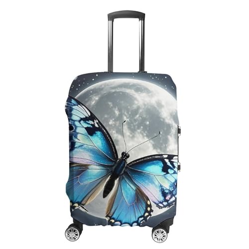 Blue Butterfly And Moon Printed Luggage Cover Protector, Fits 18-32 Inch Luggage
