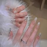 ZYOWAIT ネイルチップ ロング 白 つけ