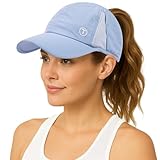 TOP-EX Womens High Ponytail Baseball Cap – Cooling UPF 50 Waterproof Sun Hat for Running, Golf, Outdoor Sports, Quick Dry & Foldable Misty Periwinkle
