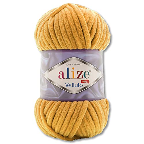 Wohnkult 100 g Alize Velluto Wool in 30 Selection (02 | Mustard)
