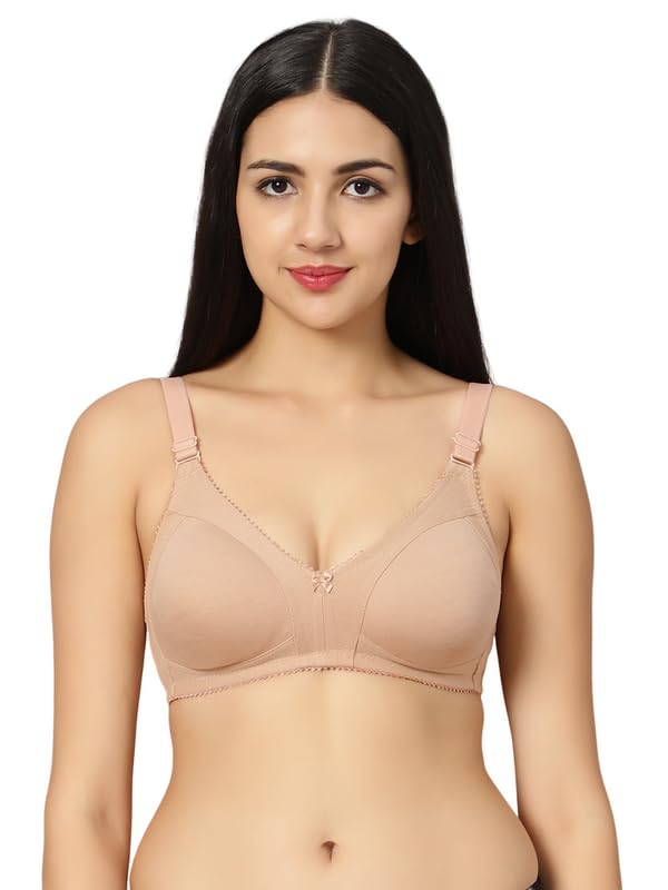 Cotton Blend Material T Shirt Bra with Wirefree Support Regular Straps Full Coverage Bra-picture-17