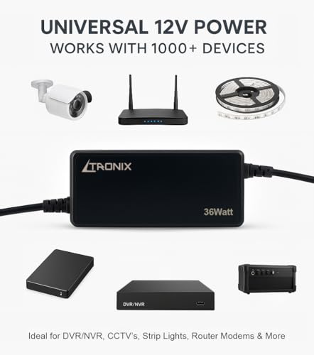 Image of 12V 3A DC Power Adapter, 36W SMPS for LED Strip Light, CCTV Camera, DC Motor, DVR /NVR, Router, LCD Monitor, Dual Pin 5.5mm and 4mm, AC Power Cord, 1 Year Warranty