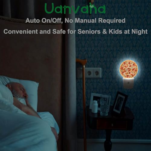 Image of Pizza Night Light Fast Food Sausage Pizza Cheese Plug-in Night Lights with Dusk-to-Dawn Sensor for Bedroom, Bathroom and Living Room 0.5W Sleep Friendly for Women /Girls /Boys Gift