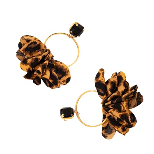 CQEAZ Orecchini in tessuto con stampa leopardata retrò per le donne esagerati neri geometrici strass circolari disegni orecchini pendenti...