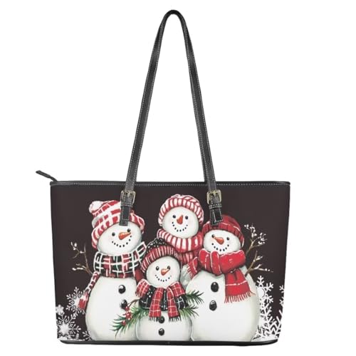 Image of Coldinair Christmas Leather Tote Bag for Women with Zipper Large Shoulder Tote Bag Shopping Casual Travel Bag Handbag Purse