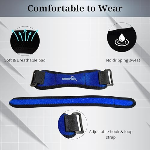 Image of Wonder Care Neoprene Adjustable Patella Knee Support With Silicon Insert For Knee Pain,Patella Tendon Support For Gym Squats,Running,Patellar Tendon Strap Men & Women Free Size (1,Blue)