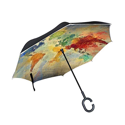 Preisvergleich Produktbild SKYDA Doppelschichtige umgekehrte Regenschirme, umgekehrt, faltbar, mit C-förmigem Griff