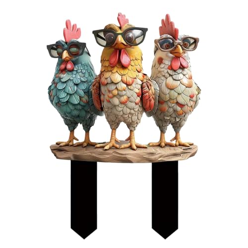 Zqkimzi Garden Stakes Outside, Chicken Garden Stakes, Acrylic Ground Plug, Pot Decoration Stakes, Outdoor Plant Stakes, Yard Decoration Stakes for Garden, Farm, Yard, Lawn and Pathway