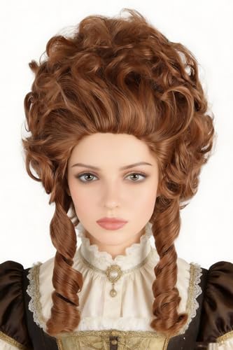 LeMarnia Colonial Wigs for Women Brown Victorian Court Vintage Wig Baroque Fluffy Beehive Wigs Halloween Costume Party Dress Wig