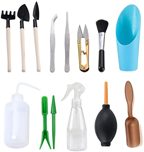 Holzsammlung 14 Pieces Succulent Plants Tools,Mini Garden Hand Transplanting Succulent Tools Miniature Planting,Set for Indoor Miniature Fairy Garden Plant Care