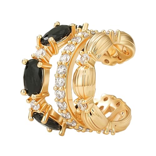 MTMY Ear Cuffs Non Piercing for Women 14K Gold Plated Ear Cuff Earrings Colorful Cubic Zirconia Paved Trendy Cartilage Earring Jewelry | Single