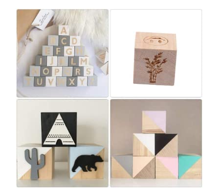 Image of Wooden Square Cubes (1.5 Inch x 1.5 Inch) for Art and Craft - Wood Blocks, Cube Blocks (60 Pieces)