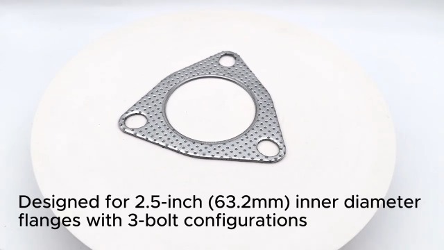 Image of Strongthium 3 Inch Exhaust Gasket 3 inch 3-Bolt 76.2mm Muffler Manifold Header 3 Hole Collector Graphite Temperature w /Fire Ring Replacement 2 Pcs