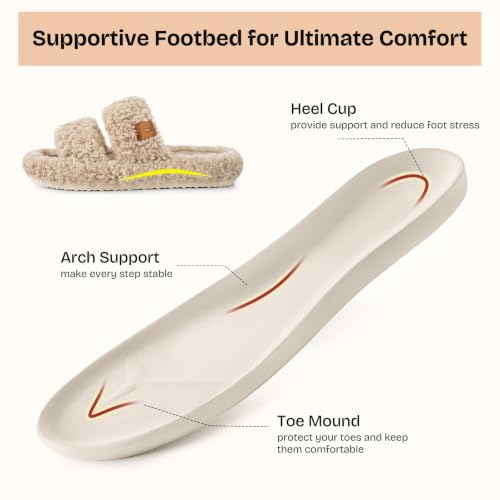 EverFoams Womens Fuzzy Open-toe Slippers Memory Foam Indoor House Shoes - Image 5