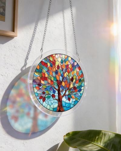 WOODBESTS Acrylic Jigsaw Puzzle Suncatcher 83 Pieces-Vivid Tree of Life, DIY Acrylic Puzzle Sun Catcher, Window&Garden Decor, Unique Gifts for Mom, Women,Wife, Sisters, Aunt, Besties 7.4in — view 6