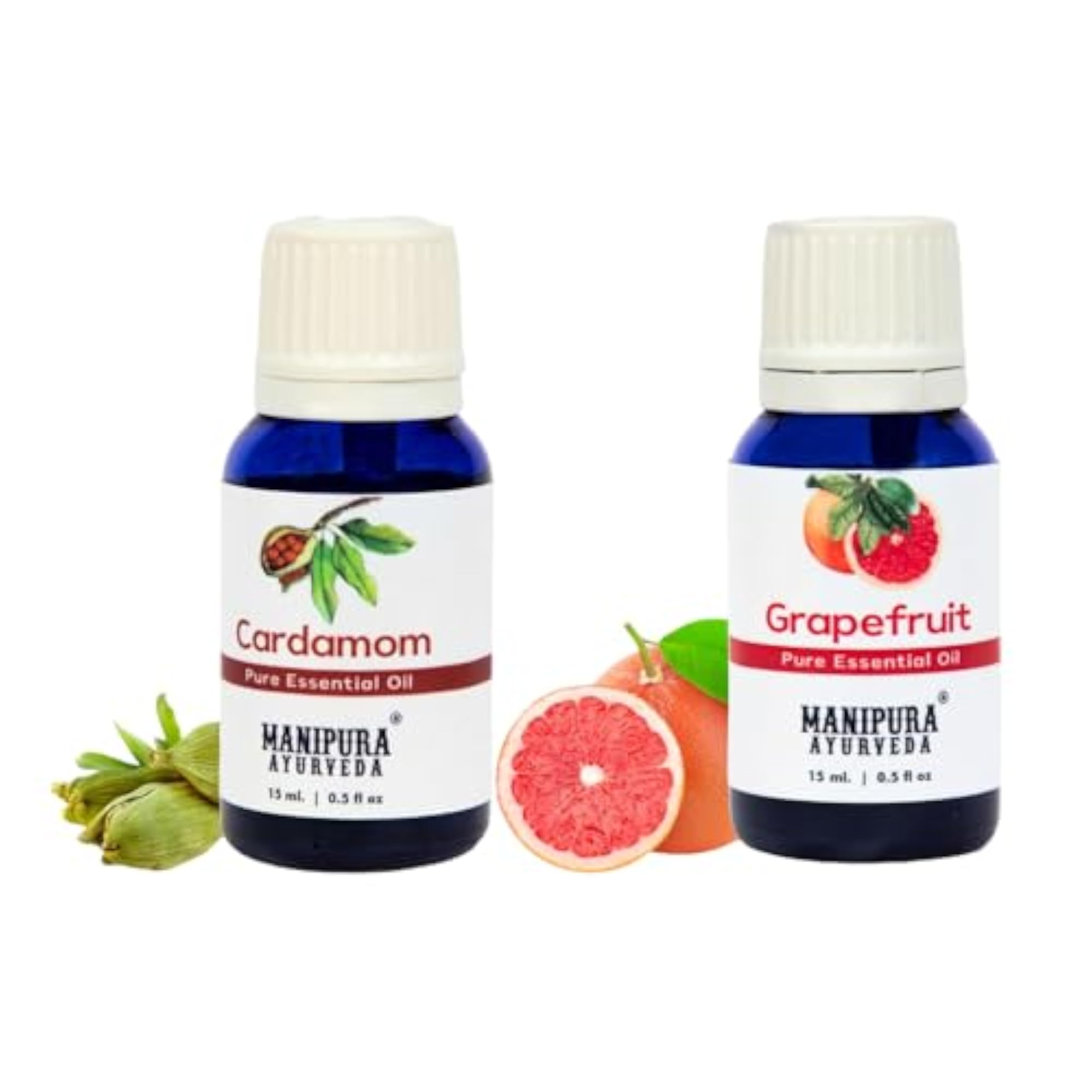 Cardamom & Grapefruit Oil Diffuser Combo Pack, 15 ml Each