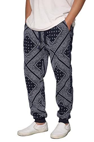 URBANJ Men's Bandana Fleece Jogger Pants S-3XL