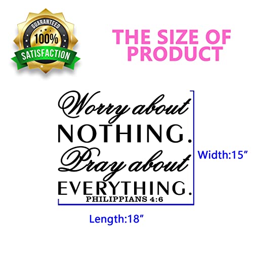 Seatune Inspirational Wall Decals, Prayer Wall Decor, Quotes Bible Verse Christian Religious Faith Bedroom Living Room Vinyl Art Decor Home Stickers Worry About Nothing Pray About Everything 18"X15" #TOP3