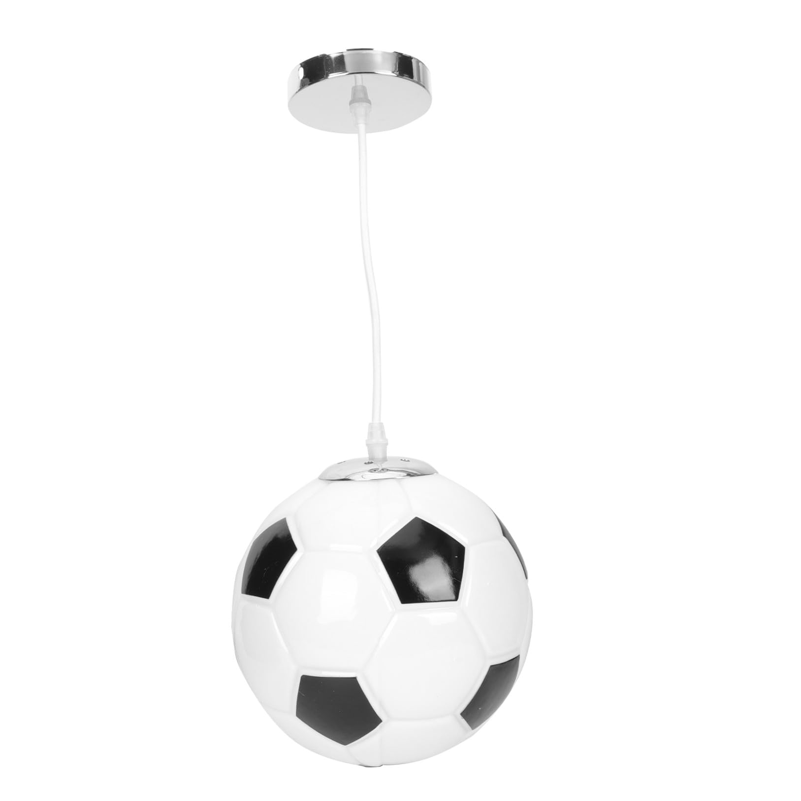 Lampe à Suspendre Ballon de Foot Lustre Plafonnier Intérieur Verre Blanc E27