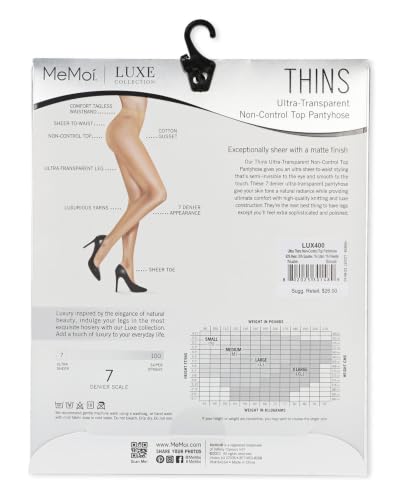 Image of MeMoi Women's Thins Ultra Transparent Non-Control Top LUXE Pantyhose