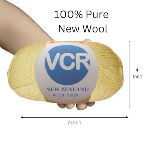 Image of VCR Cream Chunky Wool Yarn,100 Grams, Hank, 196 Meters, 100% New Zealand Wool Knitting Yarn, Soft Crosia Thread Suitable for Baby Blankets & Booties Pack of 1