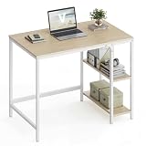 VASAGLE Escritorio, Mesa de Trabajo, Estilo Moderno, para Estudio Dormitorio Salón Oficina, 100 x 50 x 76 cm, Beige Natural y Blanco Perla LWD046L01