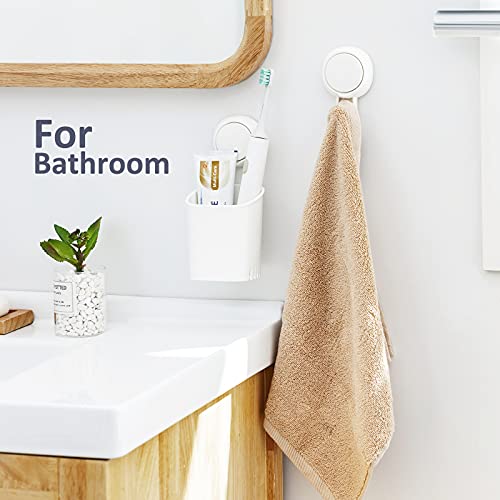 Image of TAILI Patented Suction Cup Toothbrush Holder, Stainless Steel Anti-Puddling Shower Toothbrush Holder, No Drilling Removable Organizer for Bathroom Toothpaste, Razor, Kitchen and Office Items, Cream