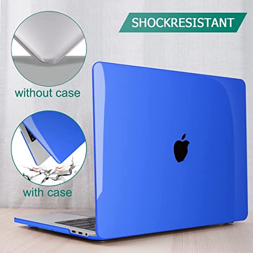 Image of SwooK Moca Case for M2 MacBook Pro 13 Inch with /Without Touch Bar Plastic Hard Shell Case Cover with Keyboad Dustplugs Trackpad (Dark Blue)