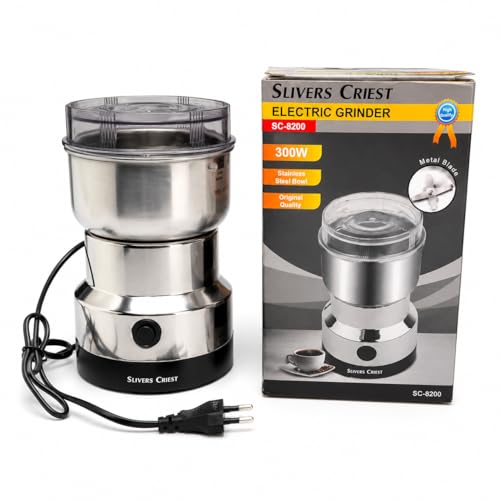 Image of J-GO 300W Multifunctional Electric Spice & Coffee Grinder - Stainless Steel Blade Grinder for Coffee Beans, Spices, Herbs, Nuts & Grains - One Touch Portable Dry Grinder with 300ML Cup