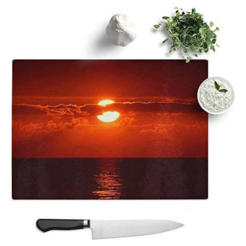 Textured Glass Chopping Board - Red Sunset Cover