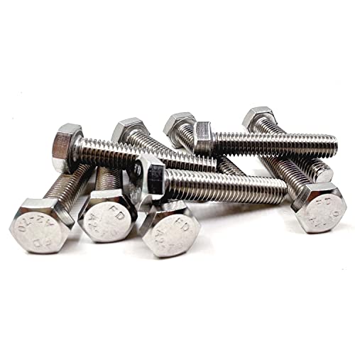 Image of M8 Hex Bolt, M8-1.25 x 40mm Hex Head Screw Bolts, 304 Stainless Steel, Fully Threaded, Plain Finish, Hex Tap Bolts 10Pcs (M8x40mm)