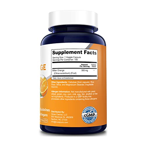 Nusapure Bitter Orange 500Mg 180 Veggie Caps (Vegetarian, Non-Gmo & Gluten Free) #TOP1