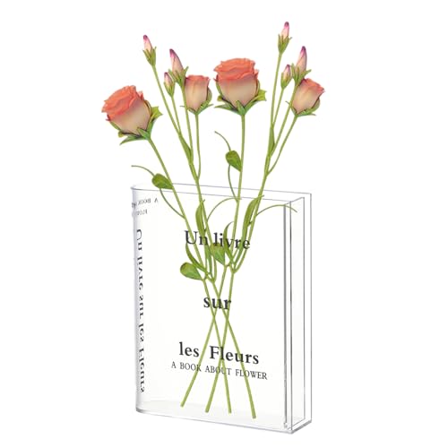 Vasi Trasparenti, Acrilico Vaso Libro Trasparente, Tulipano Vasi Trasparenti, Aesthetic Room Decor, Vasi Trasparenti per Camera da Letto Soggiorno Ufficio Decorazione Tavolo Decorazioni per la casa