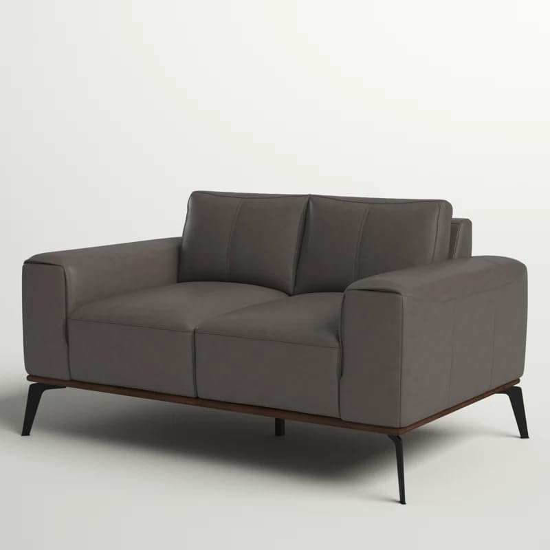 Image of LEGACY OF COMFORT Conley 58'' Leather Loveseat 2 Seater Sofa Two Seater Lounger for Living Room Offices Hotels (Grey, Two Seater)