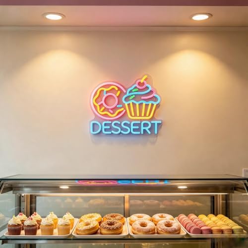 Image of Desserts Neon Sign, Dimmable LED Light Sign for Dessert Cafe Shop Decor