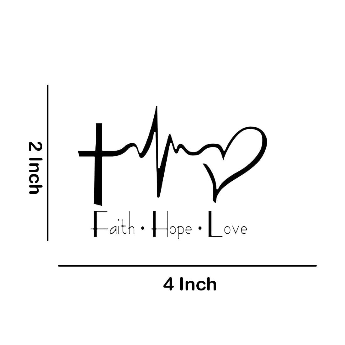 Temporary Tattoowala Faith, Hope, Love Black Temporary Tattoo Stickers For Girls, Men, Women Fake Tattoo Waterproof body Art 1