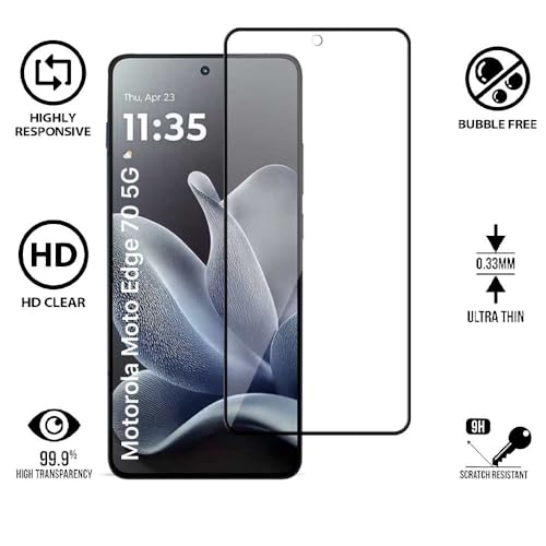 Image of WOW IMAGINE Tempered Glass Compatible for Motorola Moto Edge 70 5G | 9H Hardness Screen Protector | Edge to Edge Coverage with Easy Installation kit | (Black)