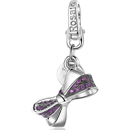 Charm lazo Rosato SE019 de plata 925 con pavé de circonitas rojas para pulsera