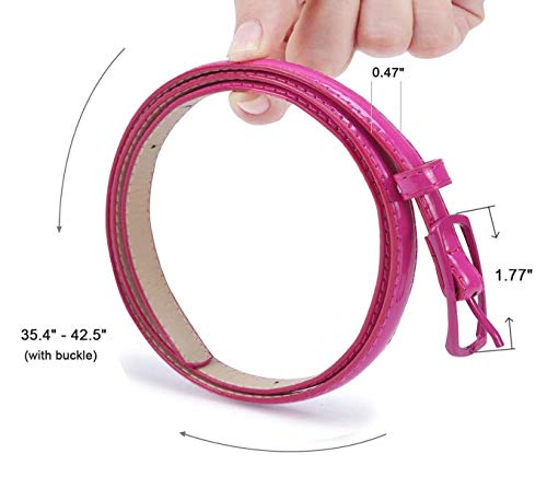 Selighting Women's Solid Color Faux Leather Skinny Belts For Dresses (One Size, Rose) #TOP2