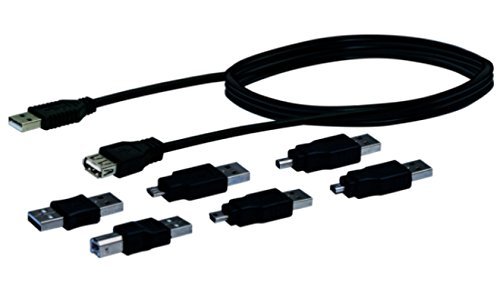 Preisvergleich Produktbild SCHWAIGER CAUSET531 USB Universalanschluss Set 6 Adapter, 1,5m Schwarz