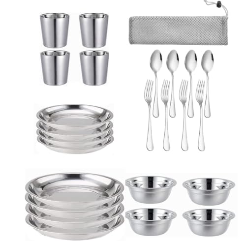Set de Bowl de Acero Inoxidable Kit Pulido Juego de Platos de Acero Inoxidable