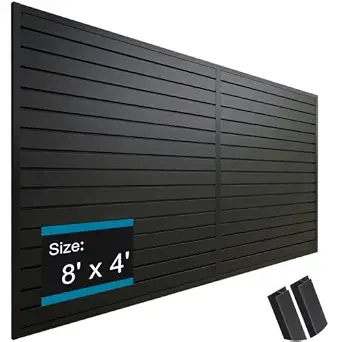 PVC Slat Wall Paneling 4x8 ft, Black Slatwall Panel for Storage