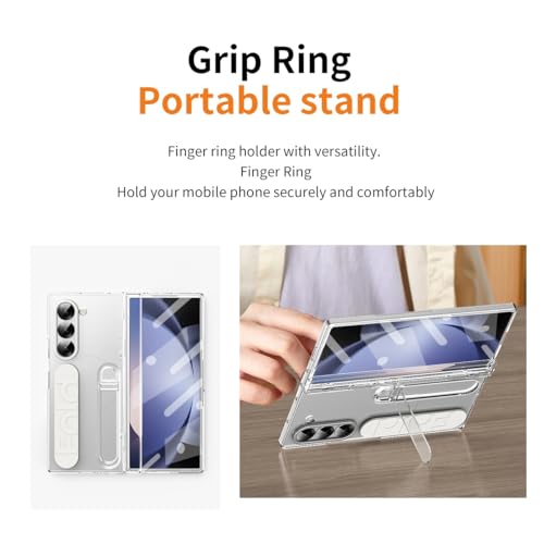Coque Samsung Z Fold 5 transparente intégrale avec protège-écran et support