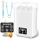 Baby Bottle Sterilizer and Dryer, 4-in-1 Large Electric Steam Baby Sterilizer and Dryer with LED for Hold 6-8 Bottles, 2 Layers All-in-One Sterilizer with Disinfect, Hot Milk, Steam and Dry