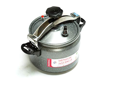 بادريق قدر ضغط جرانيت المنيوم بمقابض - سعة 3 لتر، قاعدة موزع حرارة، تصميم عالي الأمان، آمن للاستخدام في غسالة الأطباق، ضمان 5 سنوات - رمادي داكن