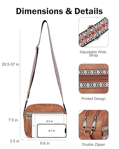 Image of FADEON Crossbody Bags for Women, RFID 4 Card Slots | Vegan Crossbody with Wide Strap, Double-Zipper & Anti-Theft, Fits Kindle & Essentials, Lightweight for Work & Travel