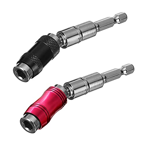 Saipe 2Pcs Pivoting Bit Tip Holder Magnetic Screw Drill Tip Quick Change Locking Bit Holder Adjustable Screwdriver Bit Holder For Drill 1/4-Inch Drill Bit Extension For Tight Spaces Or Corners #TOP30
