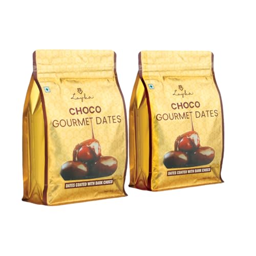 Image of Loyka Choco Gourmet Dates Pack of 2 - Gifting Hamper - Seedless Chocolate Coated Khajoor - Dry fruit Gift Box - 400gm