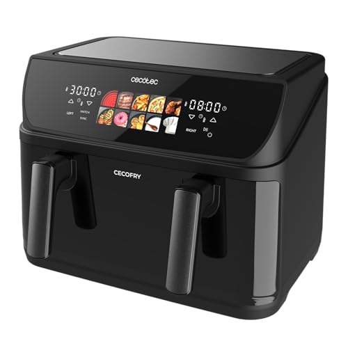 Cecotec Air Fryer Cecofry&Grill Duoheat 10000. Friteuse à Air sans Huile 10L, Grill et Plancha, Résistance Double, 2800W, Cuisson Rapide, Moins de Graisse, Résultats Consistants