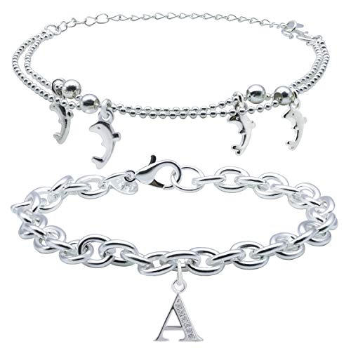 BLINGMC Initial Bracelets for Women Layered Bracelets for Women Dolphin Gifts Best Friend Bracelets Birthday Christmas Valentine s Day Gift for Women Girls